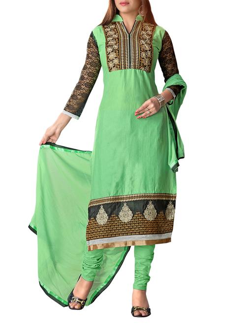 green churidar dress material - 13877545 - Very Small Image - 1