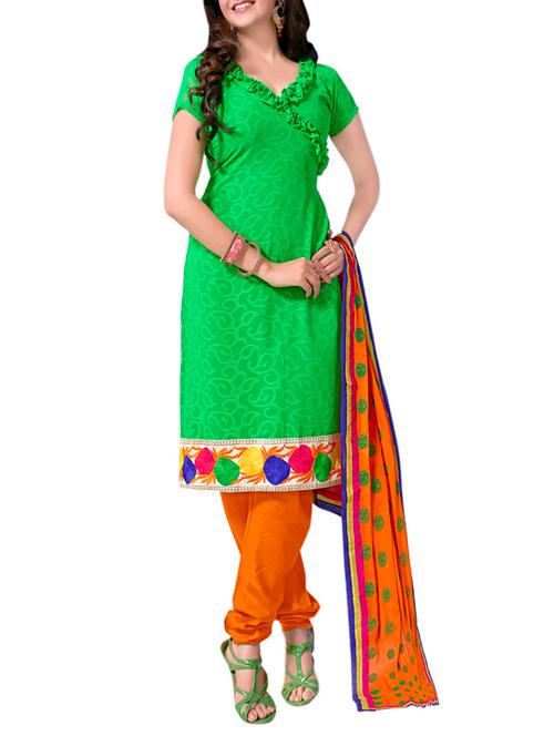 green chiffon dress material - 13877564 - Very Small Image - 1