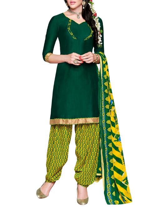 green dress material - 13877610 - Very Small Image - 1