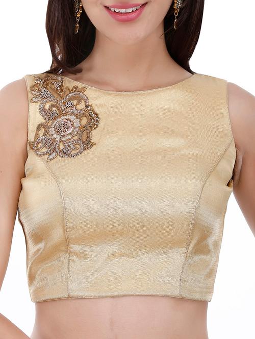 gold silk brocade stitched blouse - 13879969 - Very Small Image - 1