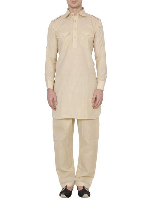 beige nylon kurta pyjama set - 13882677 - Very Small Image - 1