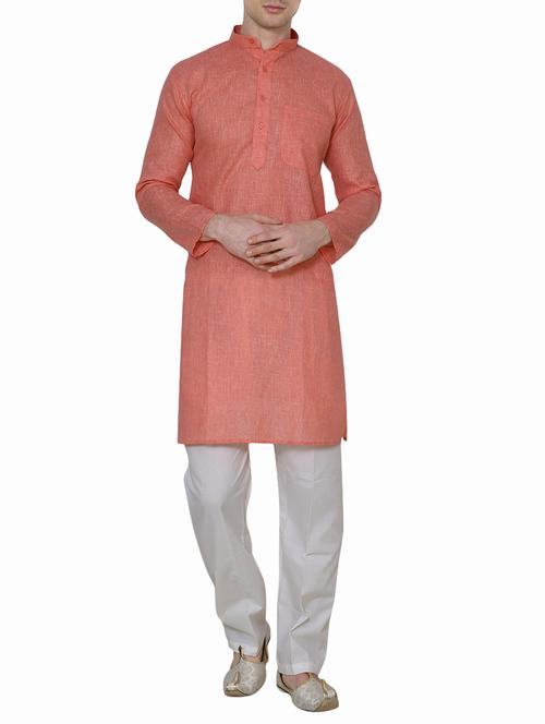 pink cotton kurta pyjama ethnic wear set - 13882702 - Very Small Image - 1