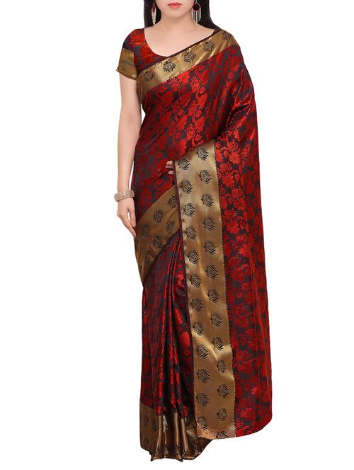red art silk woven saree with blouse - 13883562 - Very Small Image - 1