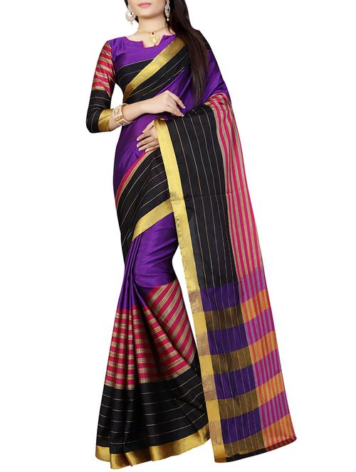 purple poly silk woven saree with blouse - 13883585 - Very Small Image - 1