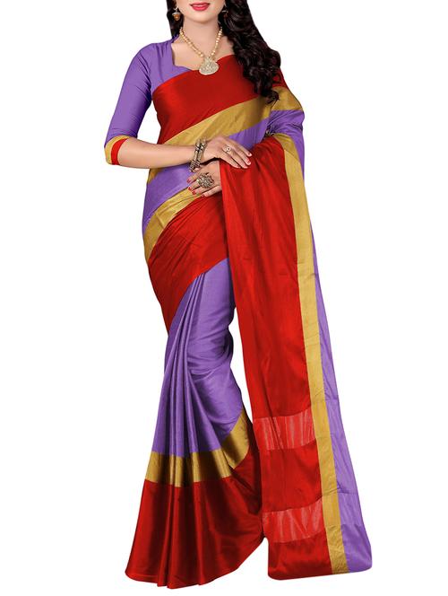 purple poly silk woven saree with blouse - 13883631 - Very Small Image - 1
