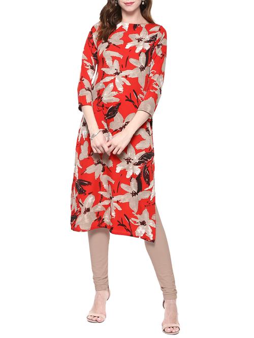 printed straight kurta - 13885102 - Very Small Image - 1