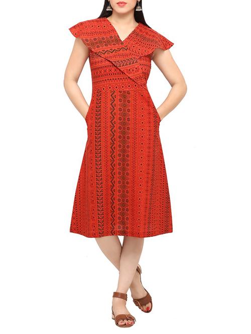red cotton a-line dress - 13885461 - Very Small Image - 1