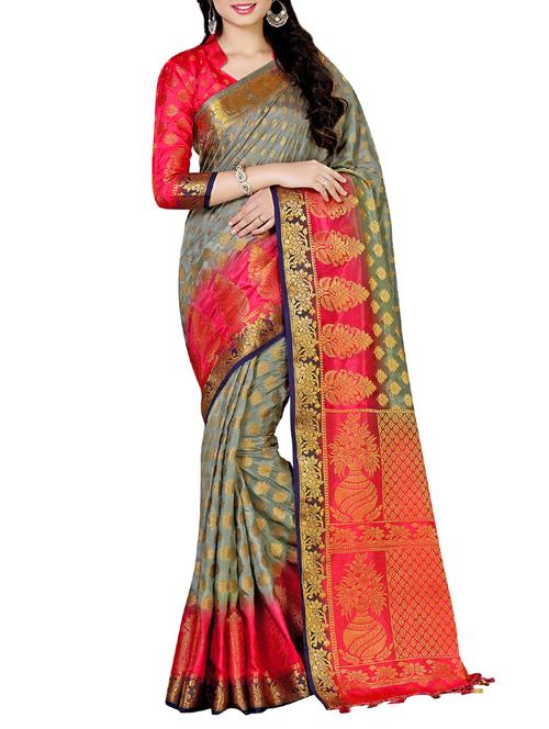 women's self design grey colored saree - 13885626 - Very Small Image - 1