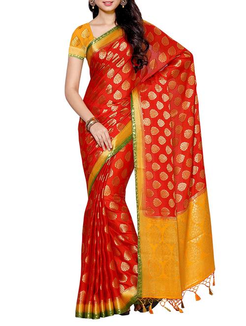 red crepe kanjivaram saree - 13885686 - Very Small Image - 1