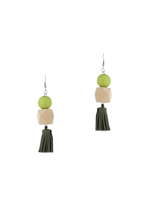 green colored brass drop earrings - 13890445 - Very Small Image - 1