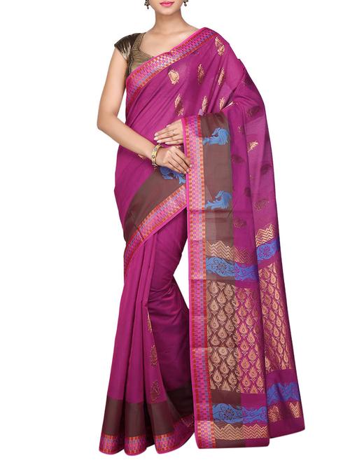 magenta silk mysore saree with blouse - 13890743 - Very Small Image - 1