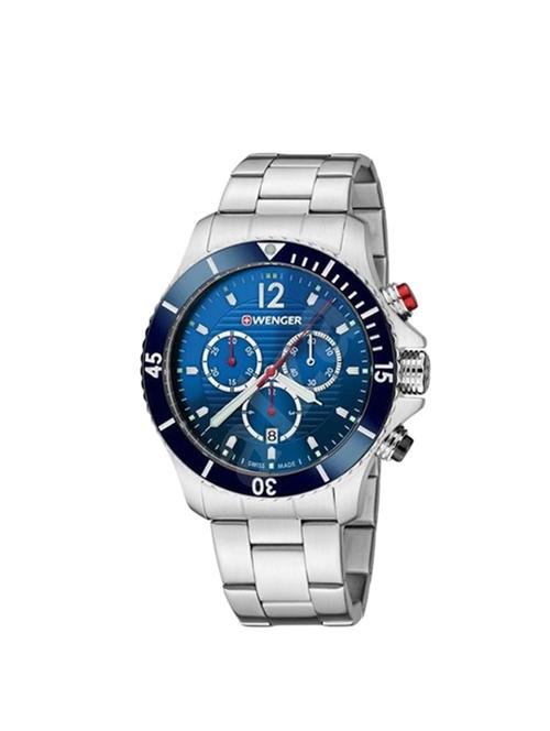 wenger blue dial chronograph watch for men - 01.0643.111 - 13892064 - Very Small Image - 1