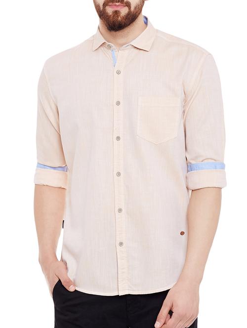 beige cotton casual shirt - 13892118 - Very Small Image - 1