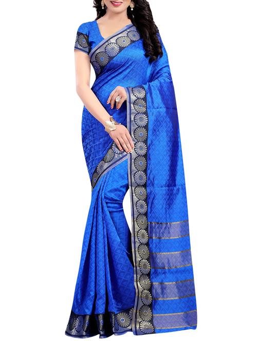 sky blue cotton silk woven saree with blouse - 13892510 - Very Small Image - 1