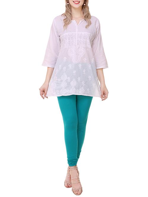white cotton straight kurti - 13895052 - Very Small Image - 1