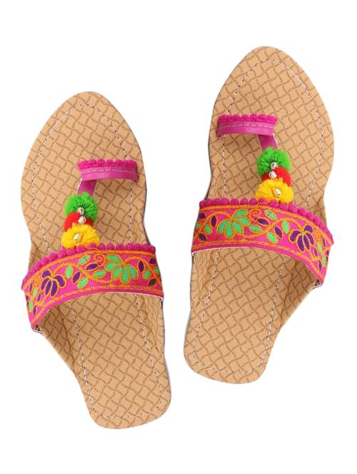 pink one toe kolhapuri - 13896479 - Very Small Image - 1