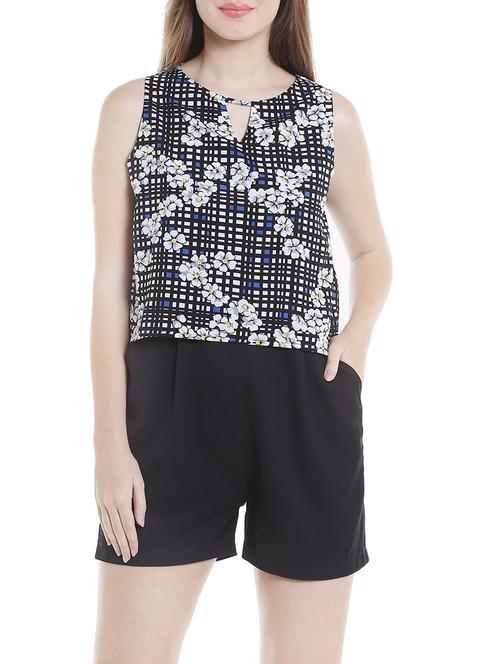 printed black romper - 13900842 - Very Small Image - 1