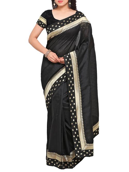 black art silk bordered saree with blouse - 13900998 - Very Small Image - 1