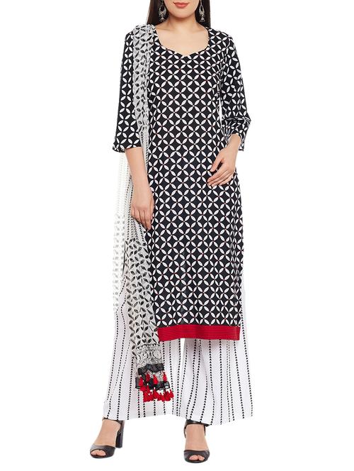 black cotton printed dress material - 13902029 - Very Small Image - 1