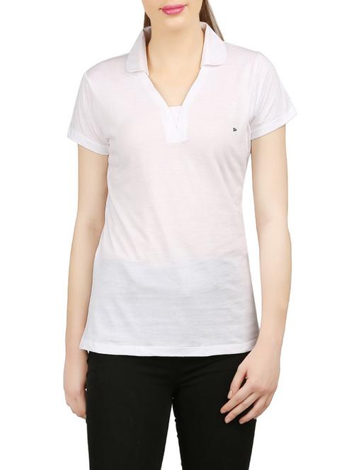 white cotton polo t-shirt - 13902175 - Very Small Image - 1