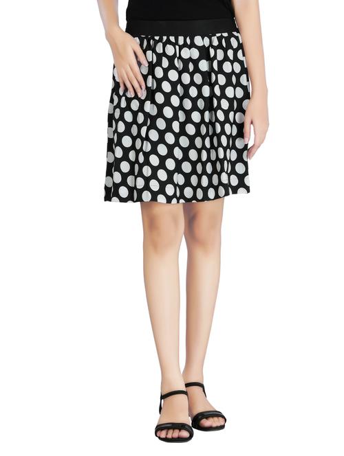 black polka dots printed crepe skirt - 13902206 - Very Small Image - 1