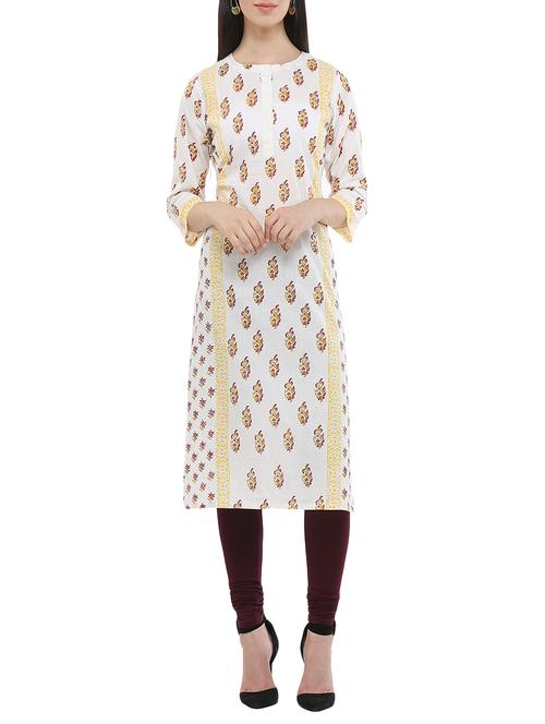 KAANCHIE NANGGIA white cotton printed kurta - 13902941 - Very Small Image - 1