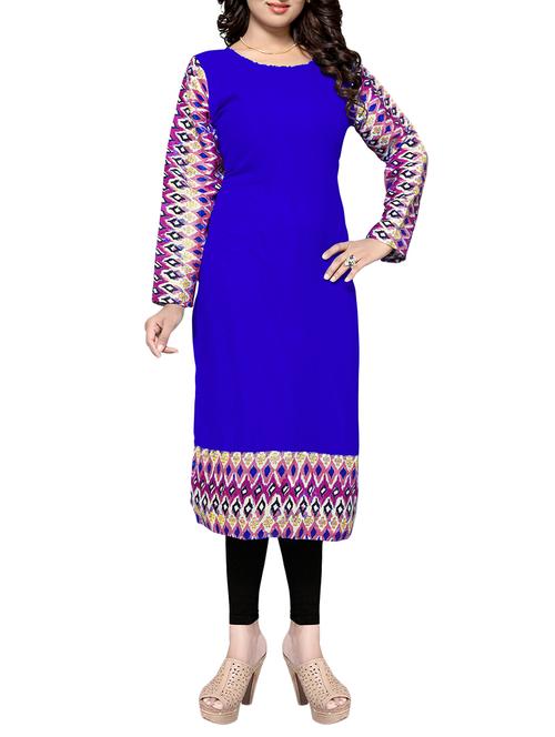 royal blue georgette straight kurta - 13904136 - Very Small Image - 1