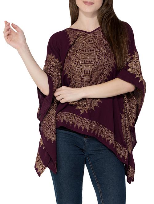 printed maroon rayon kaftan - 13904232 - Very Small Image - 1