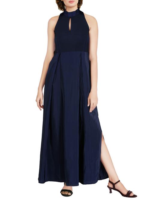 navy blue crepe maxi dress - 13904492 - Very Small Image - 1