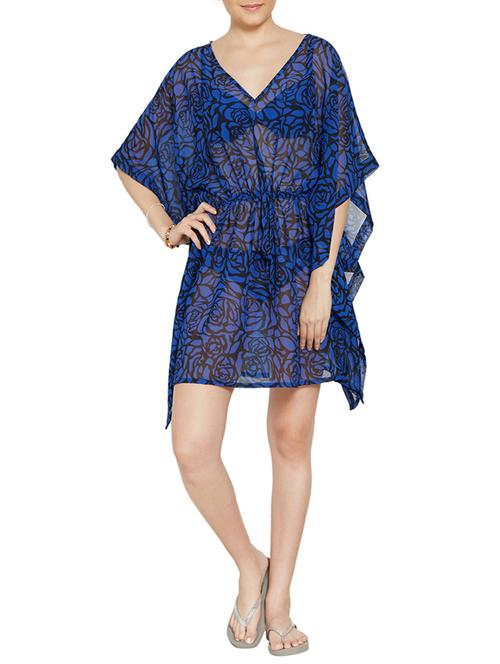 printed blue coverup - 13904781 - Very Small Image - 1