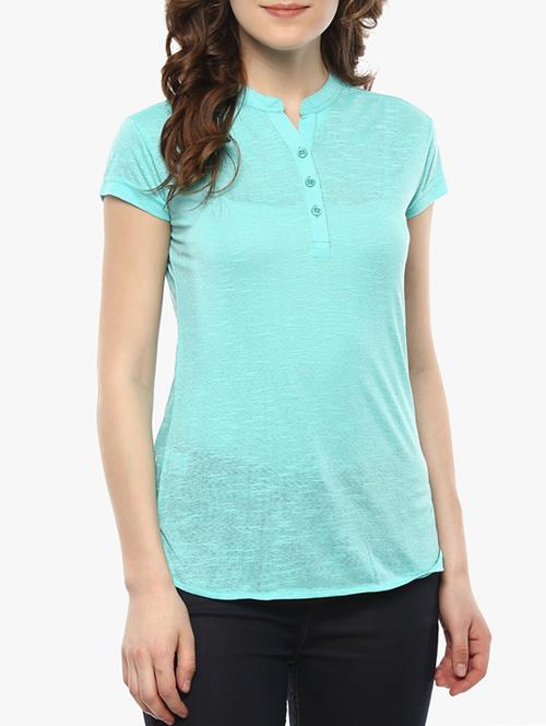 solid light blue cotton tee - 13905869 - Very Small Image - 1