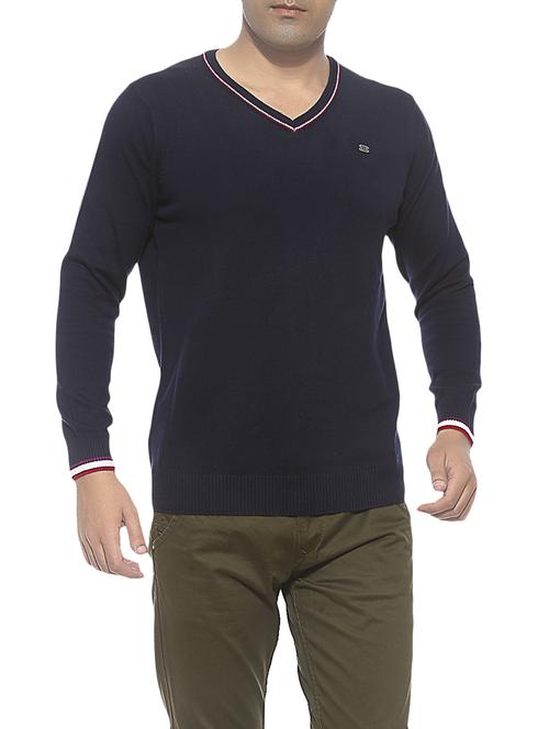 solid navy blue cotton sweatshirt - 13910136 - Very Small Image - 1