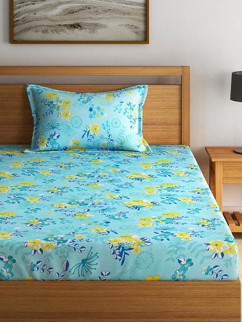 swayam eco turquoise colour bed sheet with pillow covers - 13912032 - Very Small Image - 1