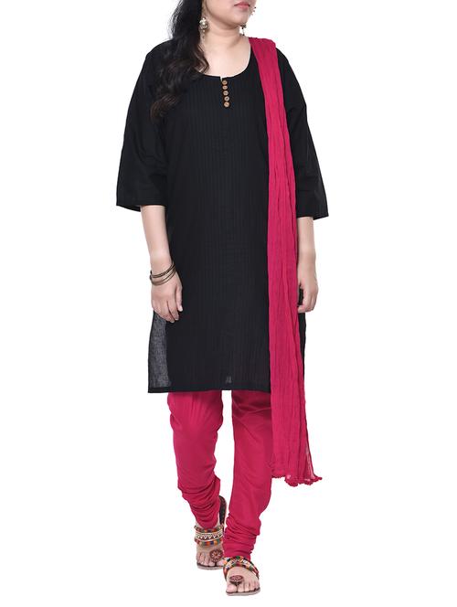 pink cotton churidaar & dupatta set - 13916626 - Very Small Image - 1