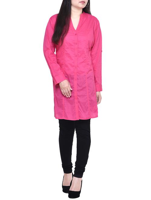 pink cotton straight kurta - 13916653 - Very Small Image - 1