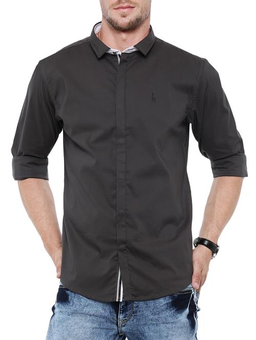 black cotton blend casual shirt - 13918528 - Very Small Image - 1