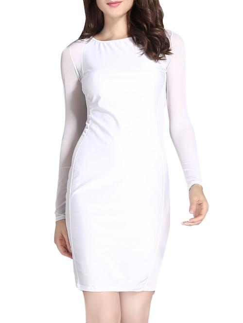 cutout back sheer sleeved bodycon dress - 13919168 - Very Small Image - 1