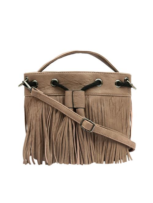 beige leatherette  regular sling bag - 13920125 - Very Small Image - 1