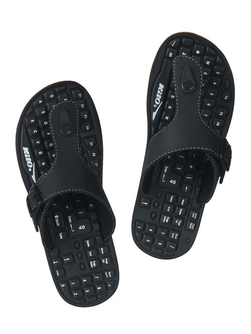 black leatherette toe separator slipper - 13920615 - Very Small Image - 1