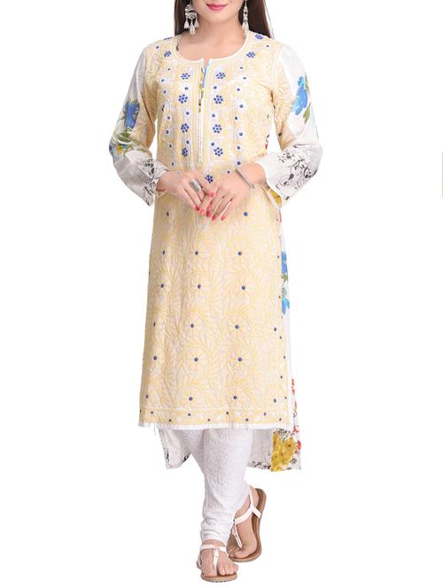 ada white cotton high-low kurta - 13920820 - Very Small Image - 1