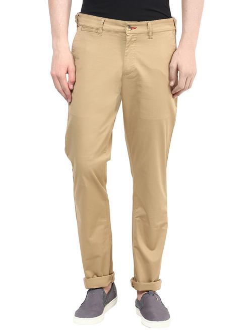 beige cotton flat front  casual trouser - 13922601 - Very Small Image - 1