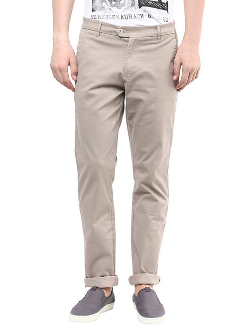beige cotton chinos casual trousers - 13922602 - Very Small Image - 1