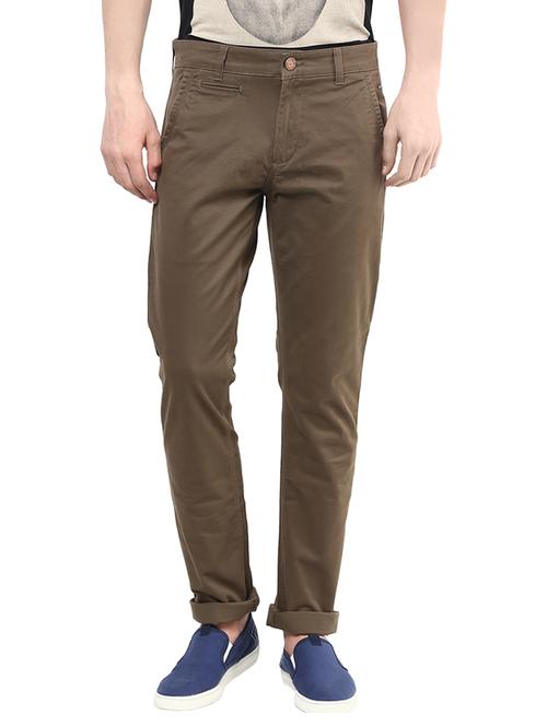 brown cotton chinos casual trousers - 13922603 - Very Small Image - 1