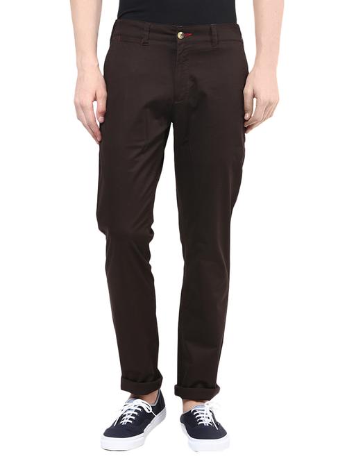brown cotton chinos casual trousers - 13922607 - Very Small Image - 1