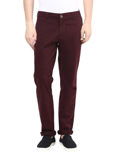 maroon cotton chinos casual trouser - 13922617 - Very Small Image - 1