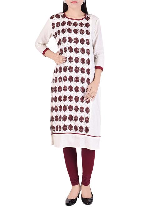beige rayon straight kurta - 13924557 - Very Small Image - 1