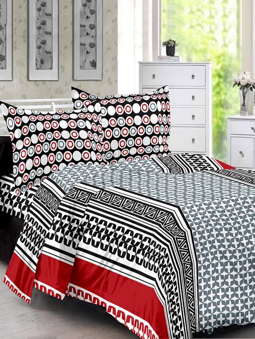 welhouse cotton traditional grey double bed sheet with 2 contrast pillow covers - 13925891 - Very Small Image - 1