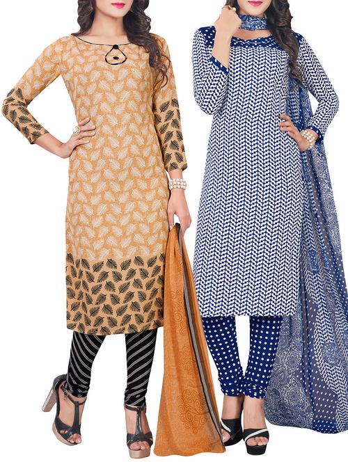 (set of 2) multi colored dress material - 13926409 - Very Small Image - 1