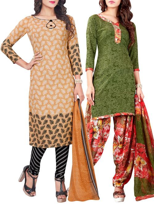 (set of 2) multi colored dress material - 13926461 - Very Small Image - 1