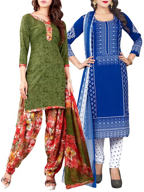 (set of 2) multi colored dress material - 13926466 - Very Small Image - 1